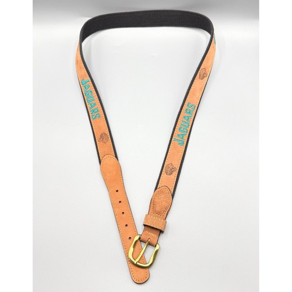 Jacksonville Jaguars Belt Zep Pro Mens Size 42 Brown Leather Canvas Football NFL - Picture 3 of 6